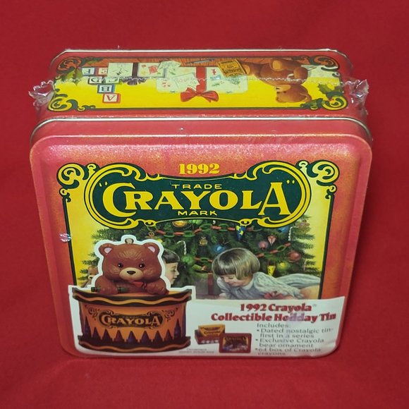 1992 Crayola Collectible Holiday Tin Sealed 64 Crayons Christmas Ornament Tin Bo - Picture 3 of 11